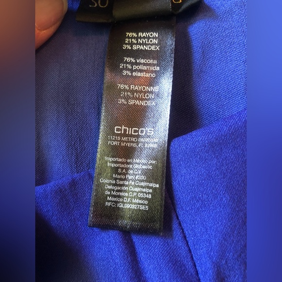 Chicos So Slimming Royal Blue Stretch Pants - size 3 - 38”w x 38” L - Picture 5 of 5